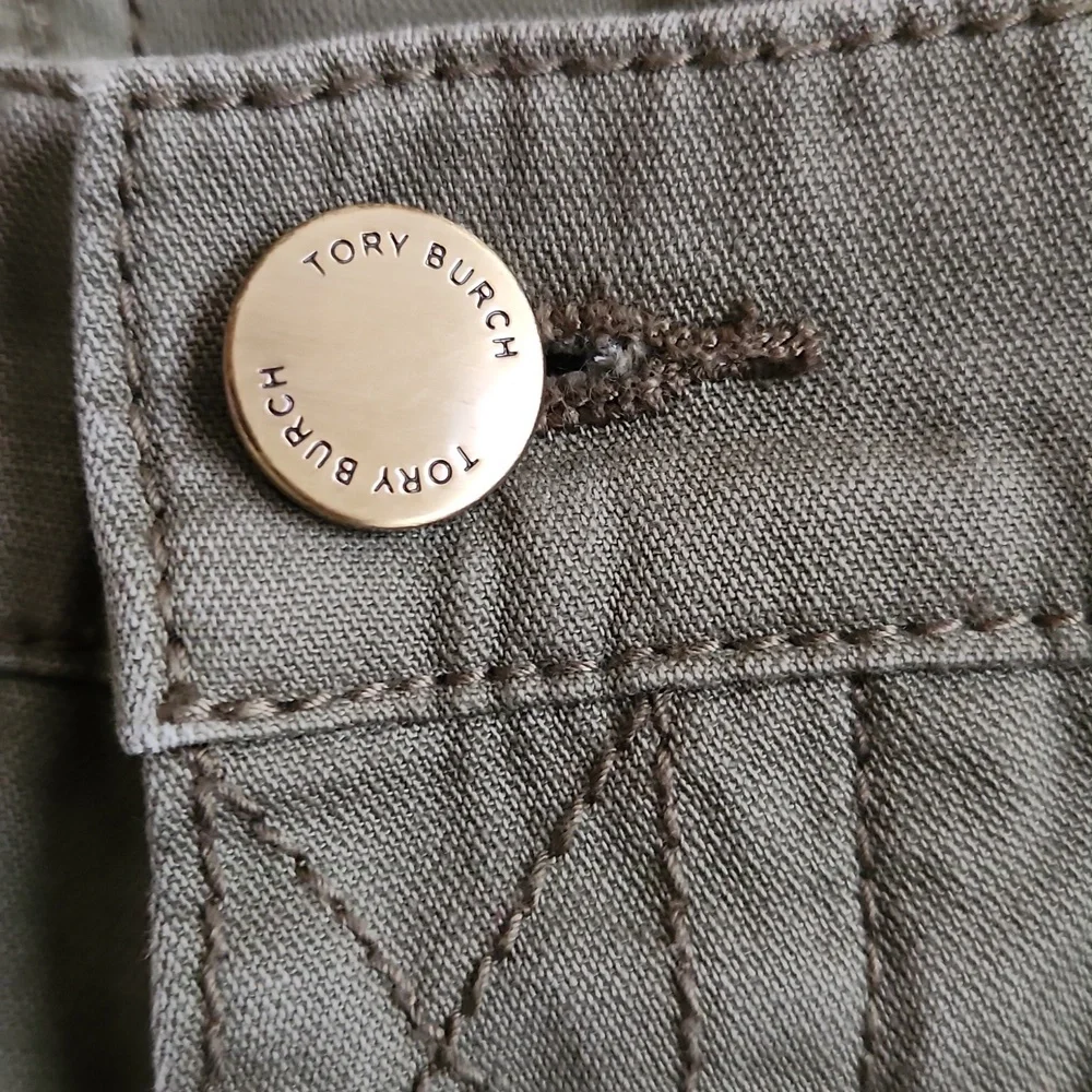 TORY BURCH Carpenter Pants Olive Green Wide Barrel Leg Pants Size 28